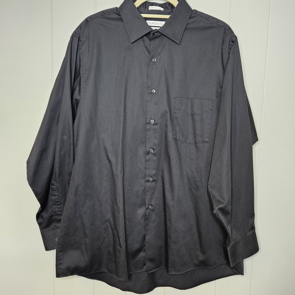 Van Heusen Regular Fit Lux Sateen 17.5" 34/35 Wrinkle Free Black